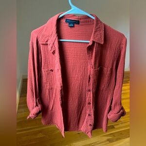 gauze cotton button up